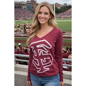 Florida State Seminoles XL Pressbox Women's Long Sleeve V-Neck T-Shirt NEW